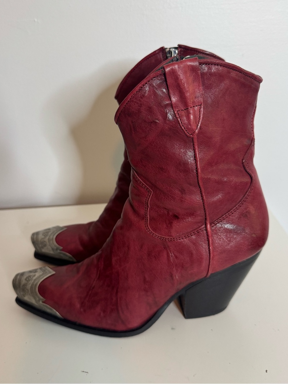 Free People Brayden Western Boots burgundy 38 Brandywine - Picture 3 of 11